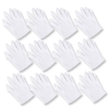 

MUSEYA 12 Pairs of White Cotton Gloves Health Music Canvas Beauty Work Liner Mittens