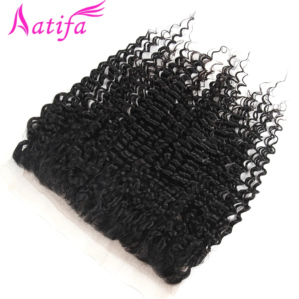 Brazilian Deep Wave Hair Lace Frontal Closure 13X4 From Ear To Ear Remy Human Hair Lace Frontal 130% Density Swiss Lace Closure