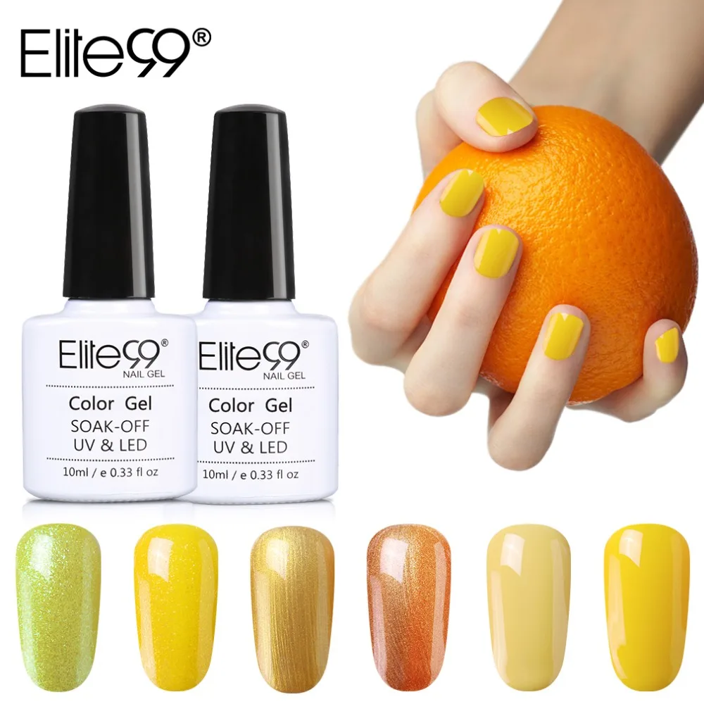 

Elite99 10ml Yellow Series UV Nail Gel Polish Soak Off Nail Gel Vernis Semi Permanent Nail Primer Gel Varnishes Shinny Gelpolish