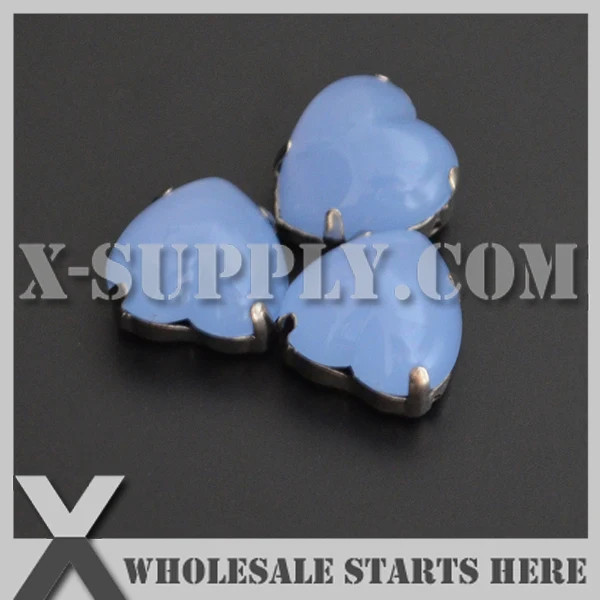 

12 мм смонтированный H15 Lt. Сапфировый опал, фотоакриловый сердце из кабошона в серебряном никеле, пришивная оправа для обуви, одежды