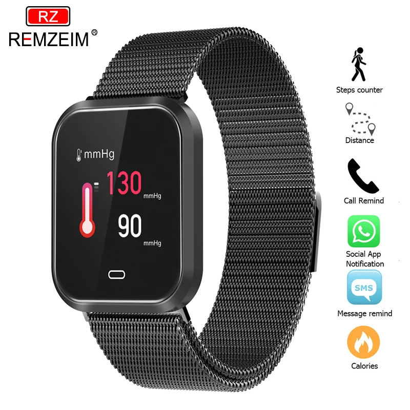 

REMZEIM 1.3 Inch Smart Watch DIY Watch Faces Waterproof IP67 Blood Pressure Monitoring Metal Strap Multi Sport Modes SmartWatch