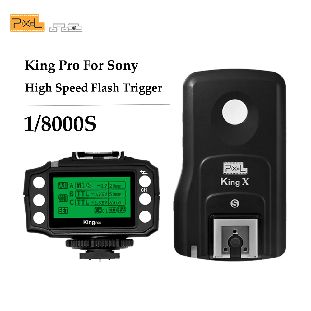

Pixel King Pro 2.4G Wireless Flash Trigger TTL 1/8000S HSS Receiver Transmitter For Sony A7 A7R A7RII A6300 A65 A77II RX10III