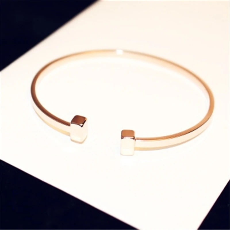

Statement Simpe Cuff Bracelet Rose Gold Color Open Bracelets&Bangles For Women Fashion Trendy Jewelry Bijoux Cute Gift
