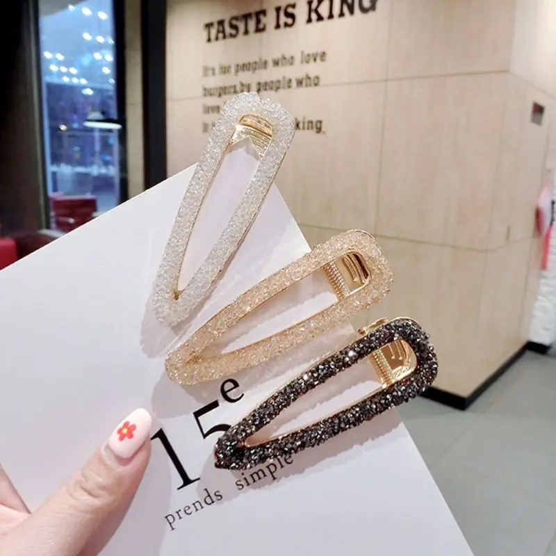 

Minimalist Hollow Water Drop Duckbill Hair Clip Ladies Shimmer Imitation Crystal Rhinestone Hairpins Side Bangs Styling Barrette