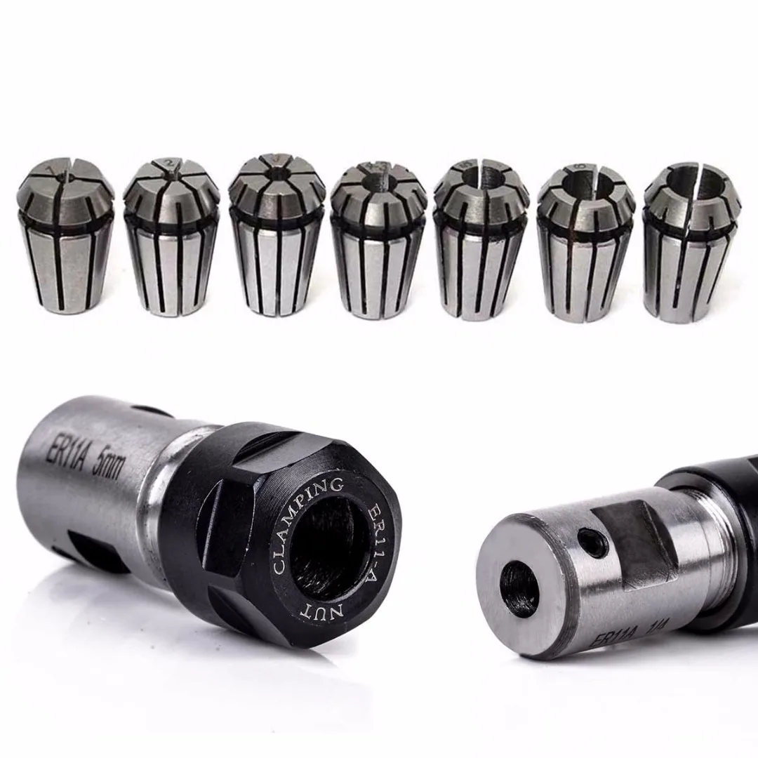 DWZ 7pcs ER11 Spring Collet 1-7mm + ER11A 5mm Extension Rod Motor Shaft Holder