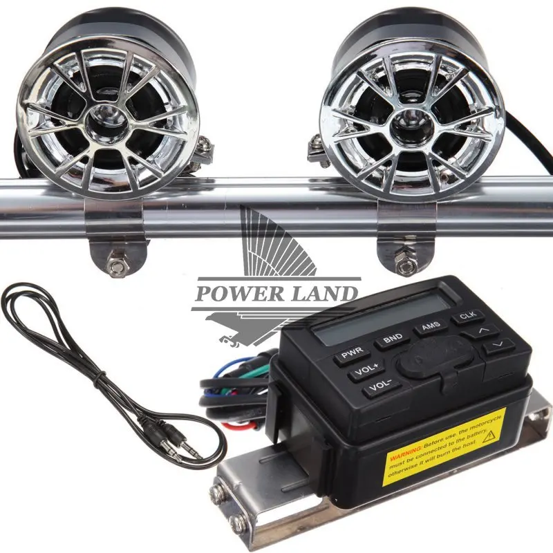 Motorcycle Handlebar Mount Audio System FM Radio Stereo 2 Amplifier MP3