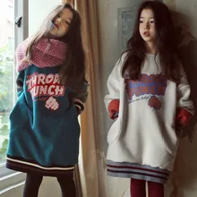 Новинка года; зимний свитер для маленьких девочек; утепленное бархатное детское платье-свитер; рубашка принцессы для малышей из хлопка и флиса;#3693