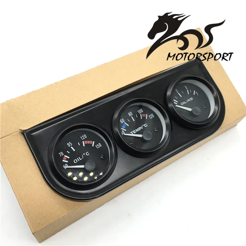 52mm Triple kit Oil Temp Gauge + Water Temp Gauge + Oil Pressure <br />Gauge with Sensor 3in1 Car Meter-in Oil Pressure Gauges from Automobiles<br /> 