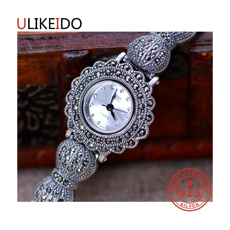 

100% Pure 925 Sterling Silver Watch Men Fashion Hand Chain For Women Thai Silver Jewelry Charm Bracelet Homme 1502