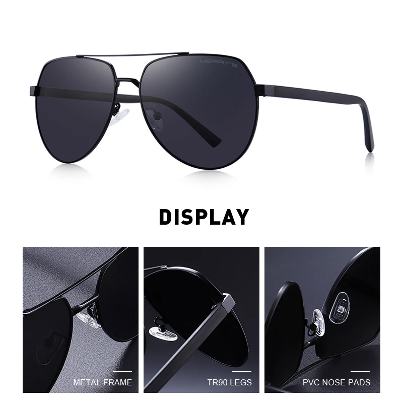Goedkoop MERRYS ONTWERP Mannen Classic Pilot Zonnebril Luchtvaart Frame HD Gepolariseerde Zonnebril Voor Driving TR90 Benen UV400 Bescherming S8188
