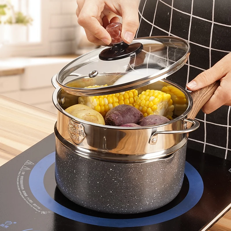 

Migecon Steamer Stainless Steel Food Stack-able Cooker for Multi-function Home Kitchen Tool Accessories