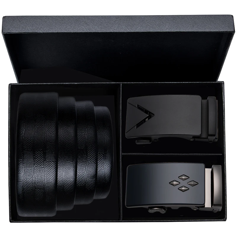 

Hi-Tie Mens Brand Belt Luxury Leather Belt for Jeans Double Buckle Automatic Belts for Men Fashion Wedding Leather Belt Strap