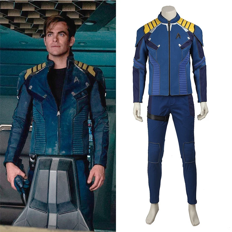 Star Trek Beyond капитан Кирк костюм Косплэй взрослых Для мужчин командир Kirk битва Twill Suit Для мужчин Хеллоуин костюм супергероя