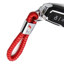 Fashion Leather Car Keychain Key Chains Rings Fob Fits for Audi Car Sline RS Logo Keyring
