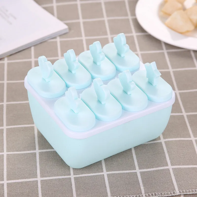 Высококачественные пластиковые формы для выпечки мороженого с 6/8 отверстиями, многоразовые формы для приготовления мороженого, формы для льда, кухонные аксессуары - Цвет: Blue