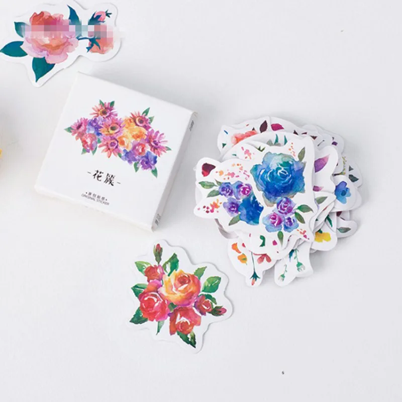 45pcs Kawaii Flowers Stickers DIY Diary Stickers For Planner Album Cute Stickers Scrapbooking Stationery