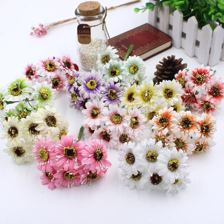 30pcs Artificial Gerbera Daisy Flower Small Craft Flower W/wired Stem