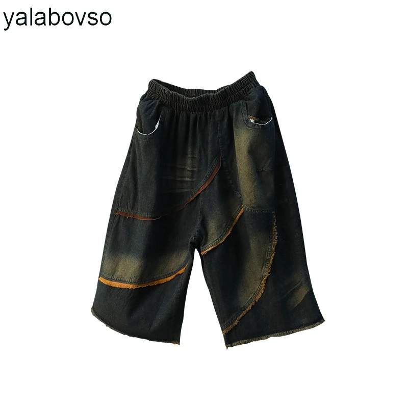 Elastic waist Unedge Vintage Trousers Pleated Jeans