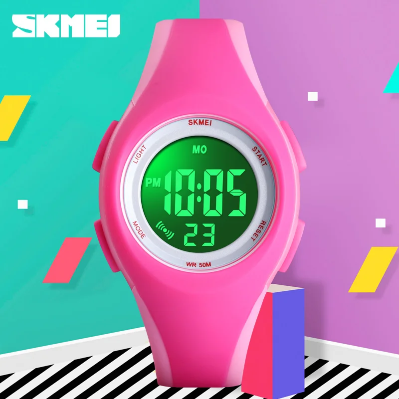 SKMEI 1459 подростковые Спортивные Светящиеся цифровые часы 50 м водонепроницаемые