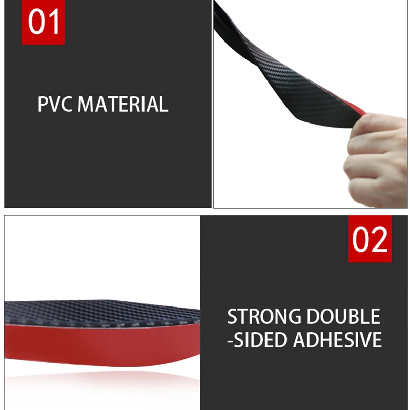 6PCS Universal Rubber Car Front Bumper Lip Protector Rear Diffuser Auto Carbon Fiber Spoiler Splitter Wing Protection Guard