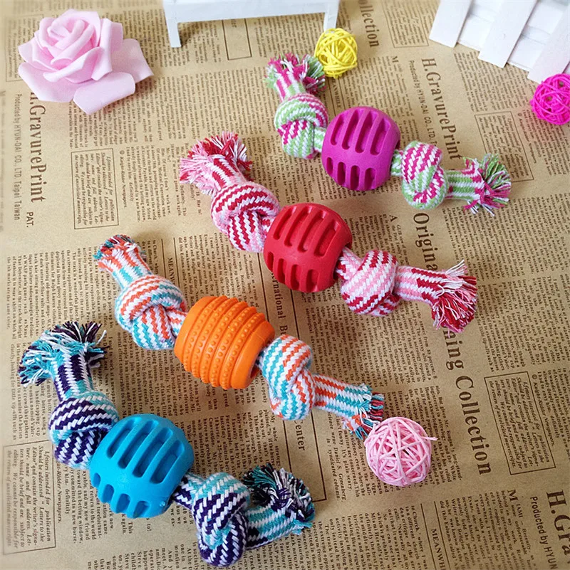 

New 1PC Pet Dog Rope Chew Toys Knot Bone Ball Shape Pets Palying Knot Toy Cotton Teeth Cleaning Toys for Pet Dogs Toothbrush