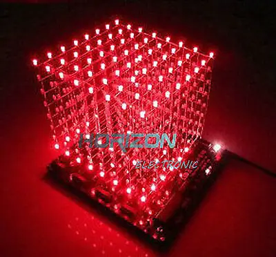 

3D LightSquared DIY Kit 8x8x8 3mm LED Red Ray LED