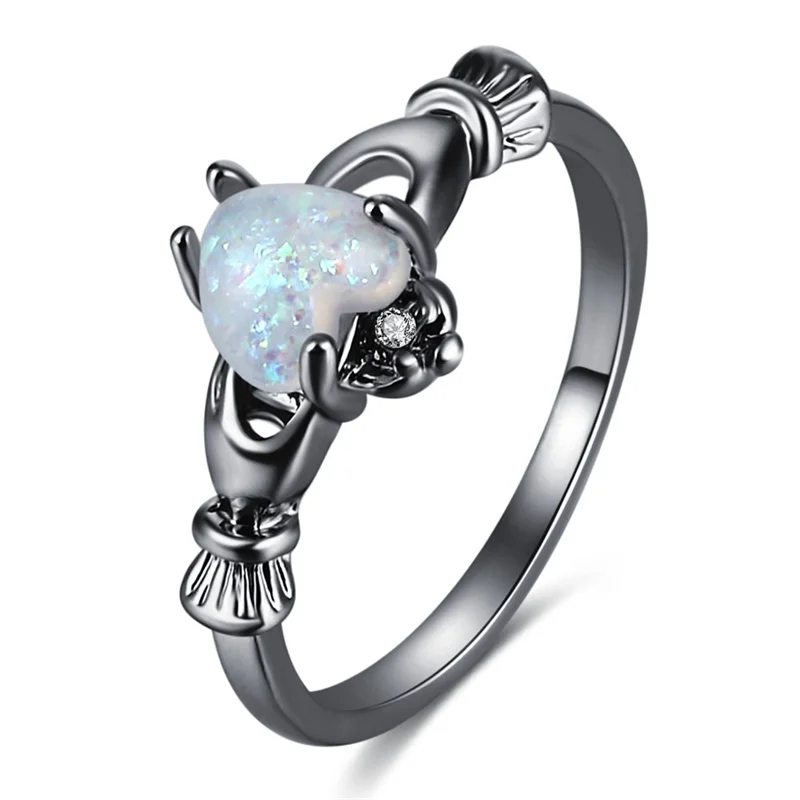 Различные стильные свадебные кольца с кристаллами, модные кольца, элегантные темпераментные ювелирные изделия для женщин и девушек, белое серебряное обручальное кольцо - Цвет основного камня: Black