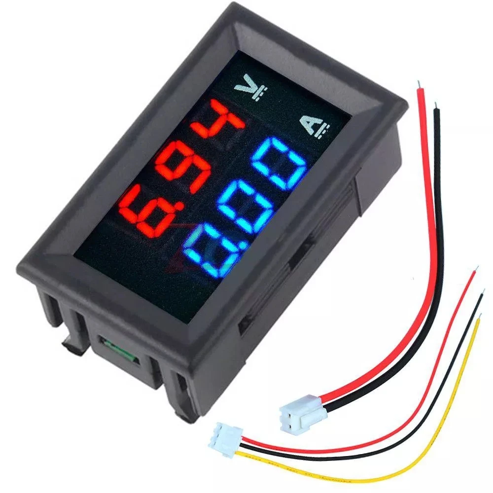 

2019 Hot Sale Mini Digital Voltmeter Ammeter DC 100V 10A Voltmeter Current Meter Tester Blue+Red LED Display with cables