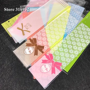 

100pcs/lot White Bow Heart Lace Self Adhesive Seal Bakery Bread Plastic Cookies Bags Gift Cellophane Bags Candy Bags Wholesale