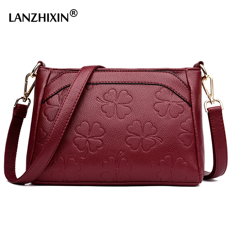 

LANZHIXIN Crossbody Bags for Women Leather Flower Printing Famous Brand Women Bags Designer 2018 Shoulder Messenger Bag Tote