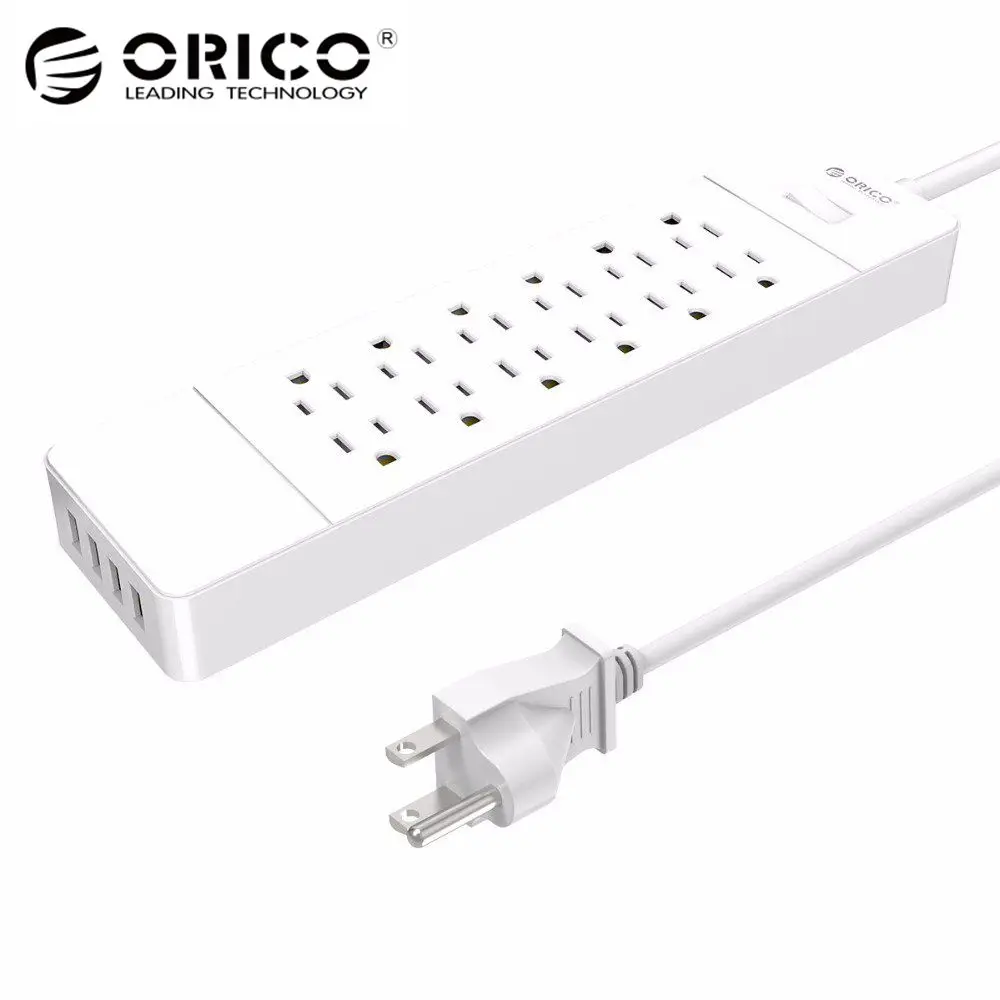 Дешево ORICO Smart USB Мощность розеток Светодиодный индикатор USB Зарядное устройство 5ft Мощность шнур (белый)