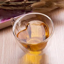 Сердечко-образная стеклянная чайная чашка креативная двухслойная чашка для чая термостойкая двойная стеклянная кружка для сока молока Coffe DA