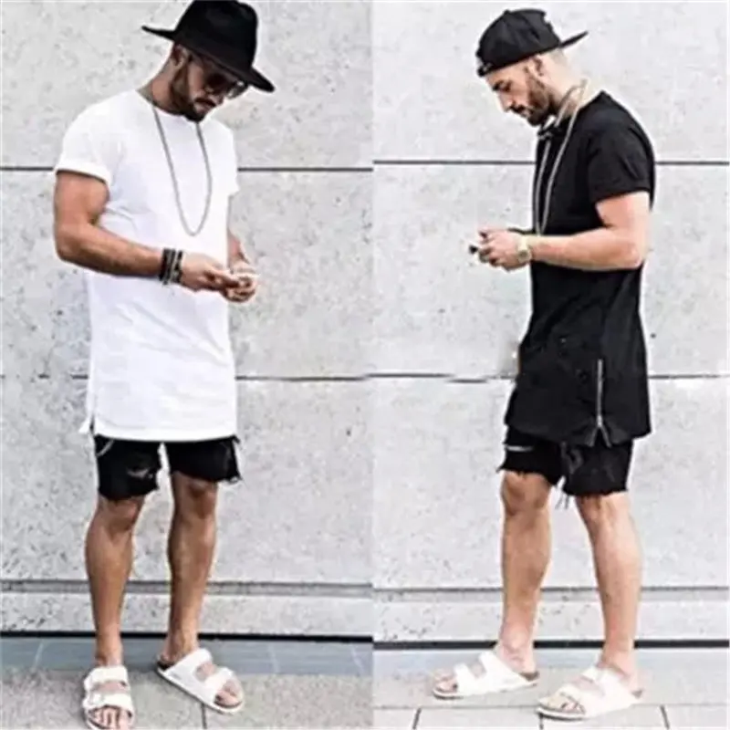 summer style men GOLD side zipper t,shirt streetwear style hip hop t shirts fashion