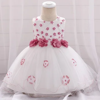

0-24M Baby Girl summer Dress for 1 Years Baby Girls Birthday Dresses Beading embroidery infant Petal princess party dress