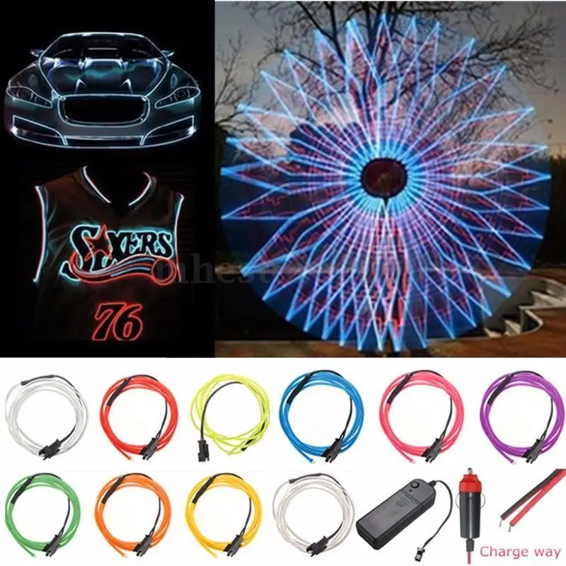 

Neon Light Dance Party Decor Light 2m 5m Neon LED lamp Flexible EL Wire Rope Tube Waterproof LED Strip Dance Light Car Styling