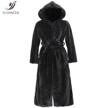 Модная Высококачественная Осенняя новая продукция пальто с искусственным мехом с капюшоном с хлопковой подкладкой длинное плюшевое пальто женское пальто ветровка 161