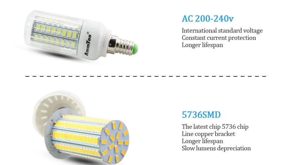 SMD 5736 чип E27 светодиодный светильник 3 Вт 5 Вт 7 Вт 9 Вт 12 Вт 15 Вт E14 светодиодные лампы 220 В лампада светодиодный светильник в форме свечи ярче, чем 5733 5730 для дома