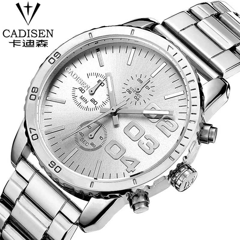 Cadisen часы мужчины luxury brand Швейцарский reloj relogio masculino военная кварцевые полный