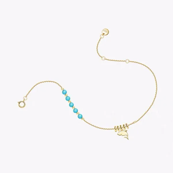 

SLJELY Solid 925 Sterling Silver Cute Shark Charm Anklet with Turquesa for Women Fashion Ankle Chain Leg Bracelet Foot Jewelry