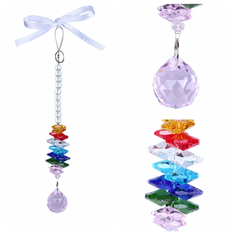 20mm Pink Glass Crystal Ball Colorful Octagonal Suncatcher Pendants Accessories Crystal Prisms Chandelier Parts Wedding Decor (3)