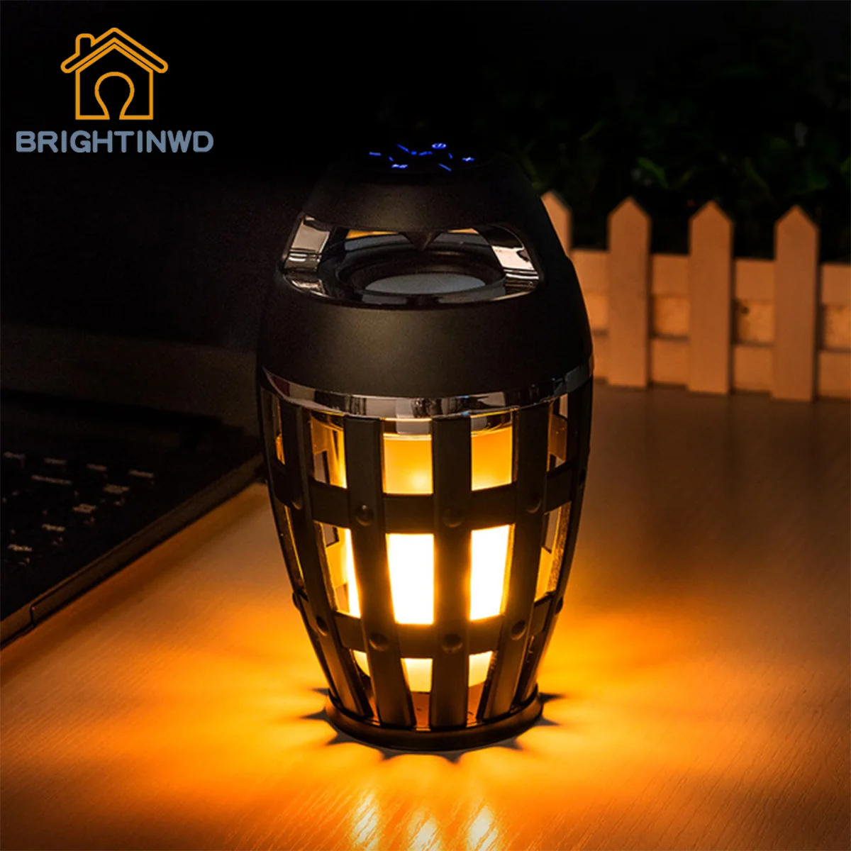 

BRIGHTINWD LED Outdoor Camping Light Bluetooth Music Player LED Flickers Flame Atmosphere Light for Camping Party Barbecue