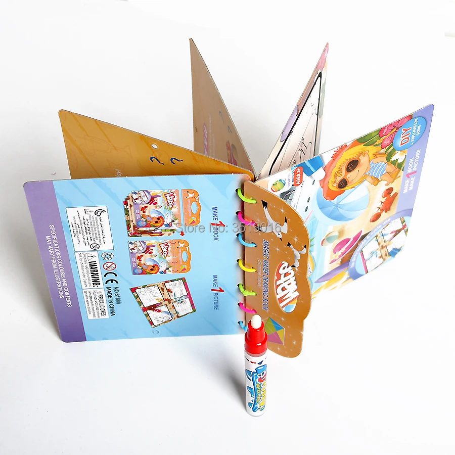DIY Магия воды книжка-раскраска рисунок книга Doodle с 1 Волшебное перо 5 стилей мультфильм развивающие игрушки для рисования для детей