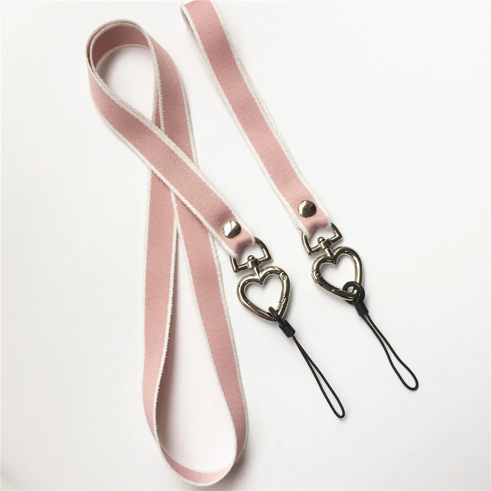 

2Pcs silver heart shape clip Handmade Fabric Keychain with string to Attach Keys and cellphones