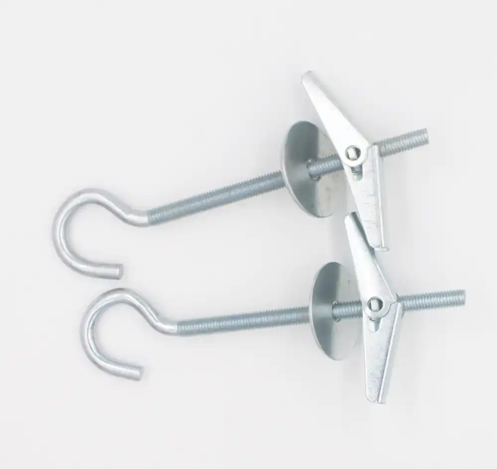 M4x52 Carbon Steel Plasterboard Ceiling Wall Spring Toggle Hook Bolts Hanger Spring Toggle Bolts With Threaded Hooks 3 Pcs