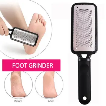 

Rectangle Shape Stainless Steel Foot Rasp File Scrubber Anti-Skid Plastic Handle Pedicure Exfoliate Dead Skin Heel Callus Remove