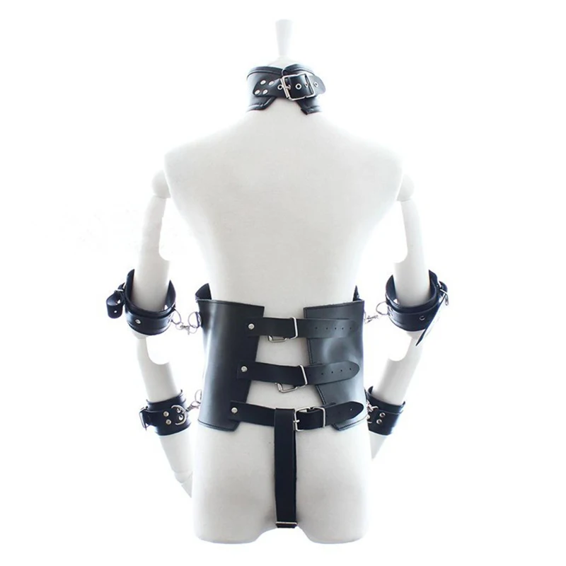 Di cuoio Gotico Del Corpo bdsm Bondage Cage Anello del Collo Manette Mezzo di Formazione Corsetti di Underbust Bustini Hogtie Del Sesso Tute e Tute da Palestra PG0134