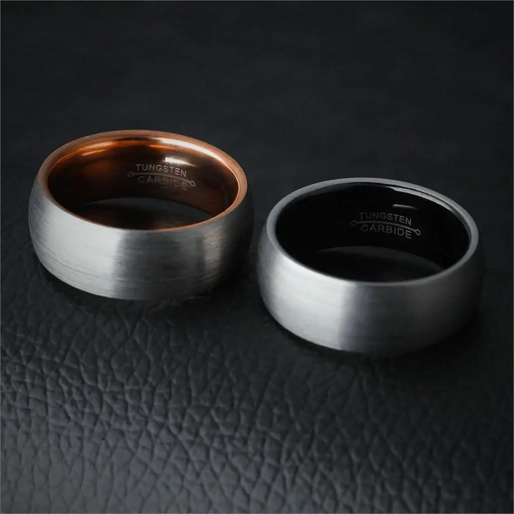 simple Couple Rings Tungsten Steel Wedding Engagement Ring Rose Gold or Black Color Men Women Jewelry Never Fade