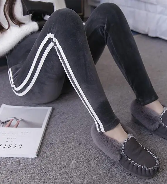 Pantalones de maternidad de terciopelo elástico espera pantalones ajustados ajustables para mujeres embarazadas grueso cálido embarazo Legging cálido invierno