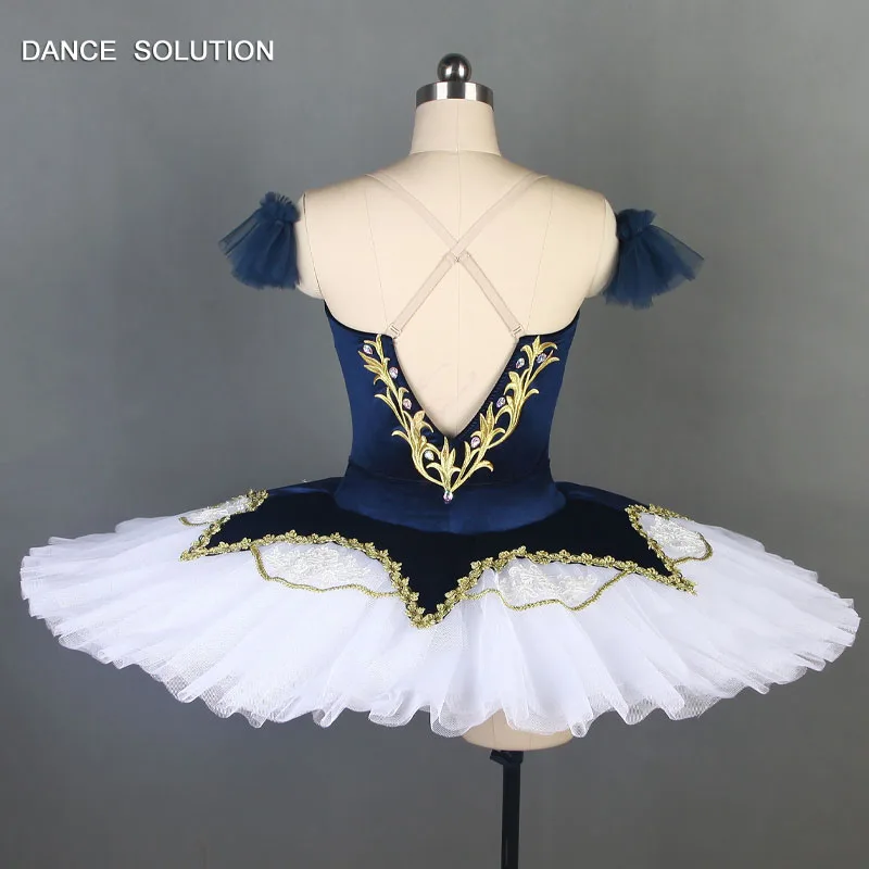 Темно-синяя/белая профессиональная блинная пачка балерина костюм для танцев классическая балетная пачка для выступлений плиссированная пачка BLL079