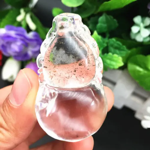 Natural quartz crystal green ghost carved gourd | Дом и сад